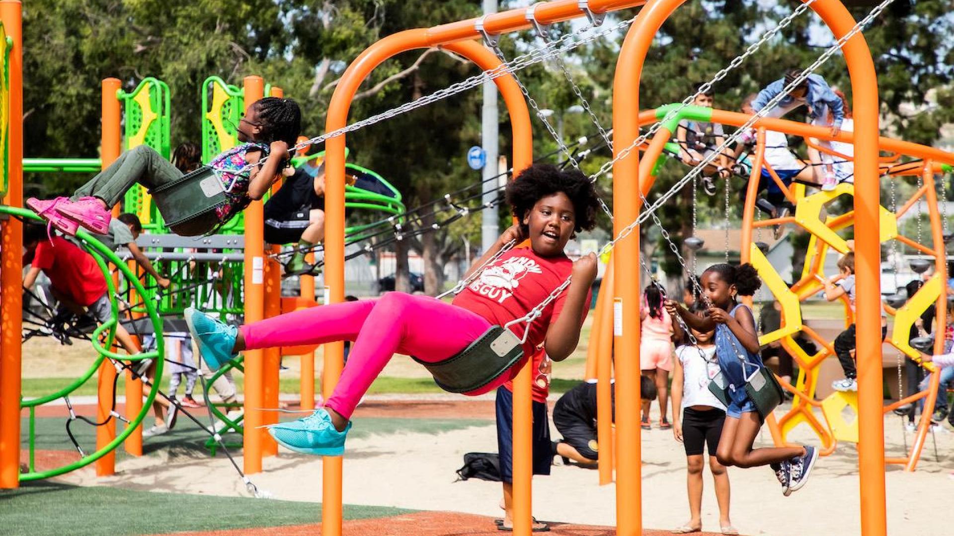 Children playing at Martin Luther King Jr. Park in Long Beach 