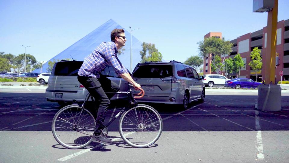 man riding a bike at CSULB