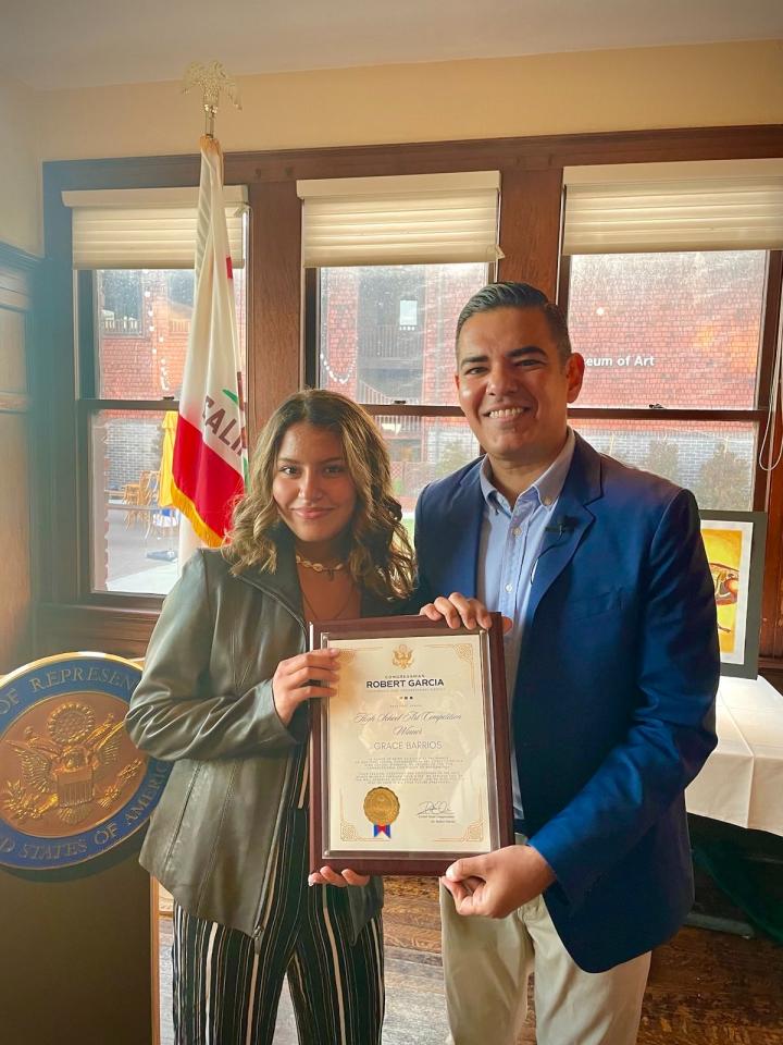 Congressman Garcia and Downey High School sophomore Grace Barrios